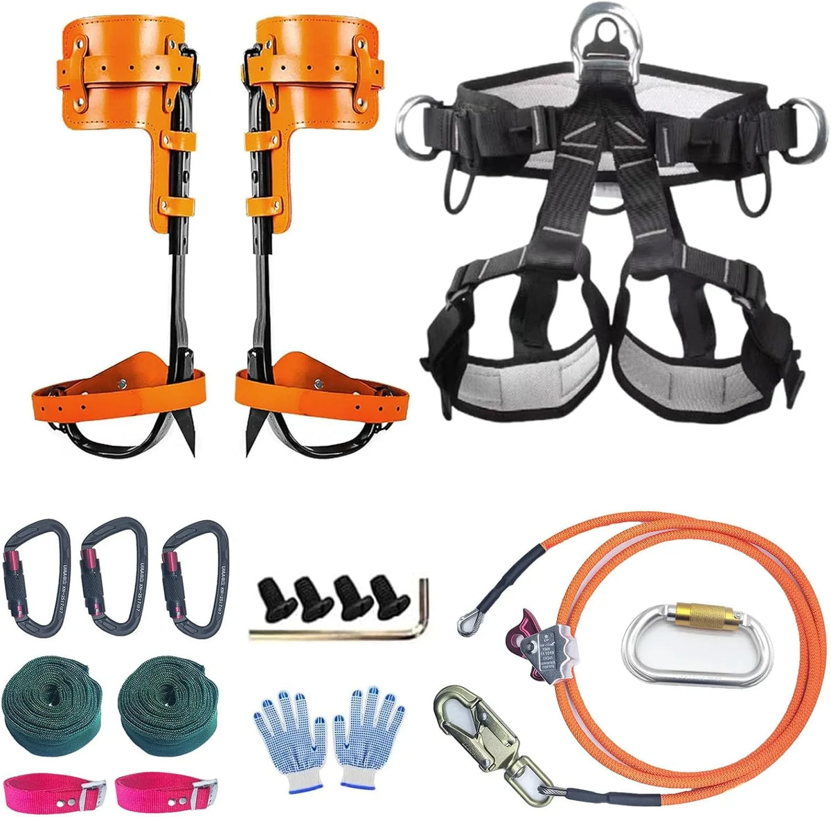 Tree Climbing Gear, Tree Climbing Spikes,with Adjustable Climbing Straps and Steel Core Flip Line Arborist Equipment for Climbers, Hunting, Fruit Picking ,Logging, Climbing Etc