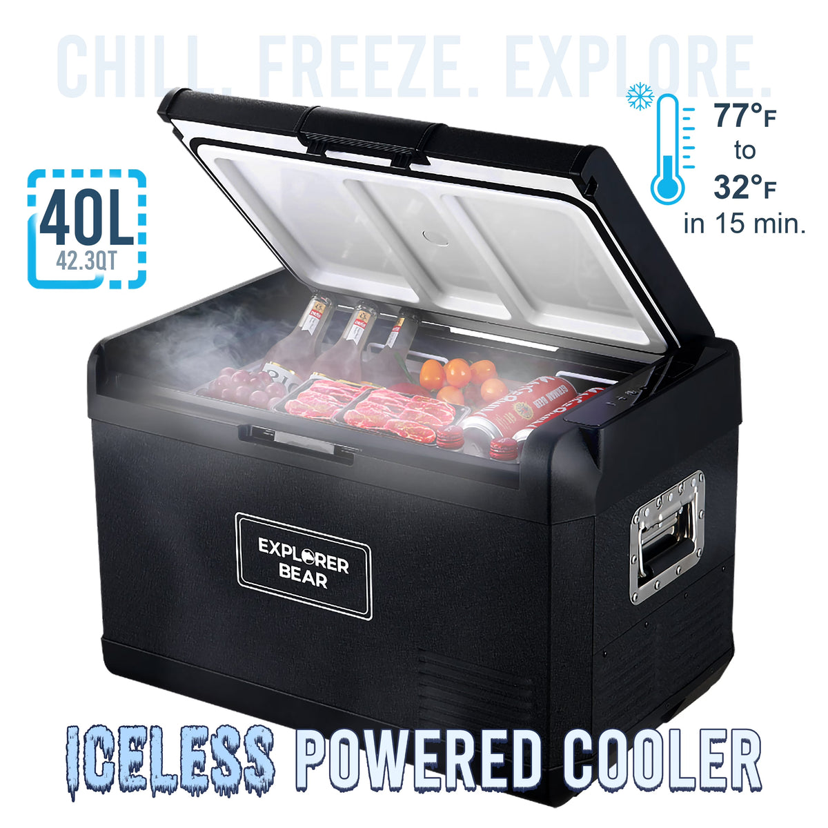 12V Car Fridge 50L 12/24V DC 110-240V AC Portable Freezer Compressor Cooler 0 H-50 H 3-Year Warranty