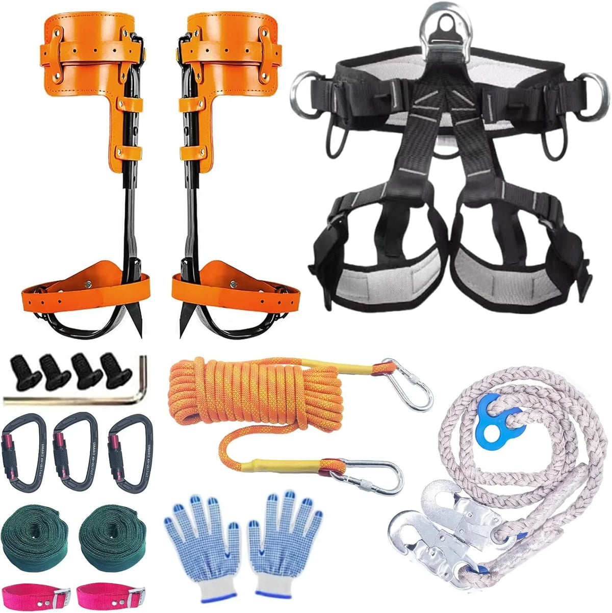 Tree Climbing Gear, Tree Climbing Spikes,with Adjustable Climbing Straps and Steel Core Flip Line Arborist Equipment for Climbers, Hunting, Fruit Picking ,Logging, Climbing Etc