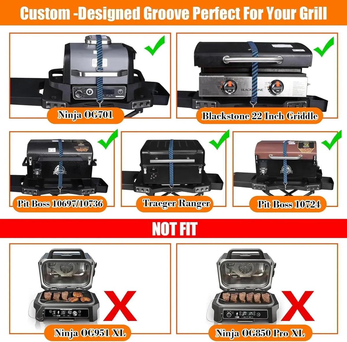 Collapsible Grill Stand for Ninja Woodfire Grill, Pit Boss, and 22" Griddle