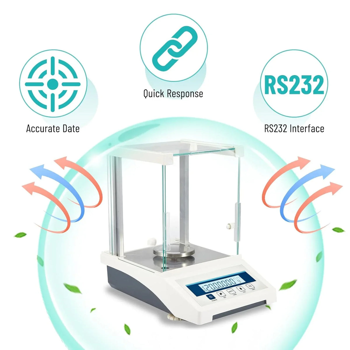 Lab Scale, Digital Analytical Balance 220g/ 0.1mg, High Precision Scientific Precision Scale Accuracy 0.0001g, Balance Scale for Coin/Jewelry/Powder with Weights and RS232 Interface