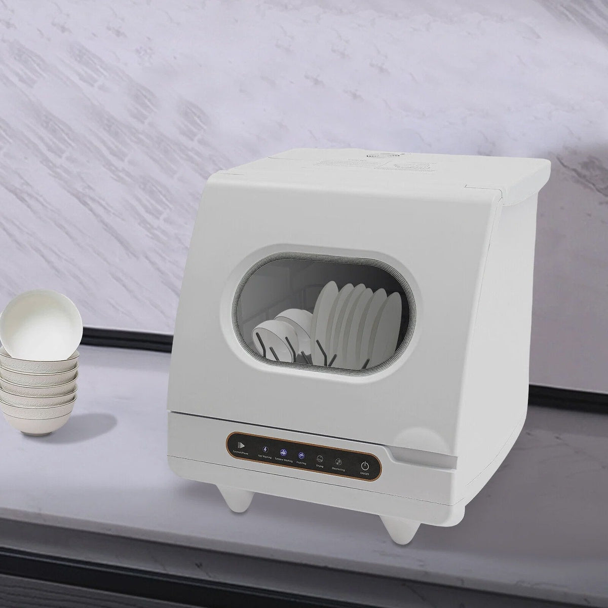 1200W mini Portable Countertop Dishwasher 360 Rotating Deep Cleaning Dishwasher