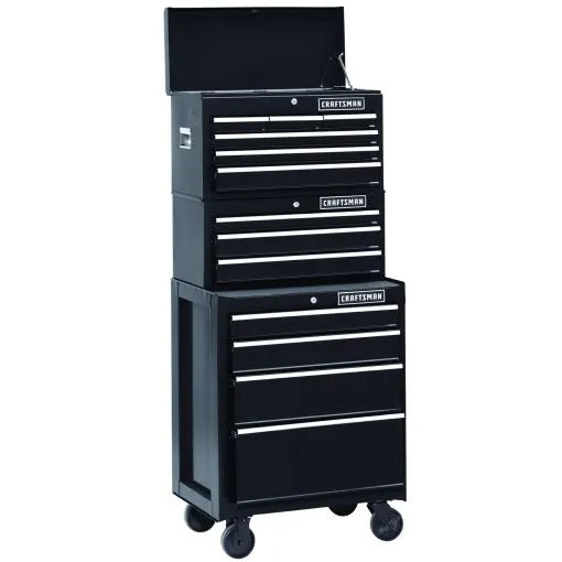 26 Inch 3-drawer Heavy-duty Ball Bearing Middle Chest Black