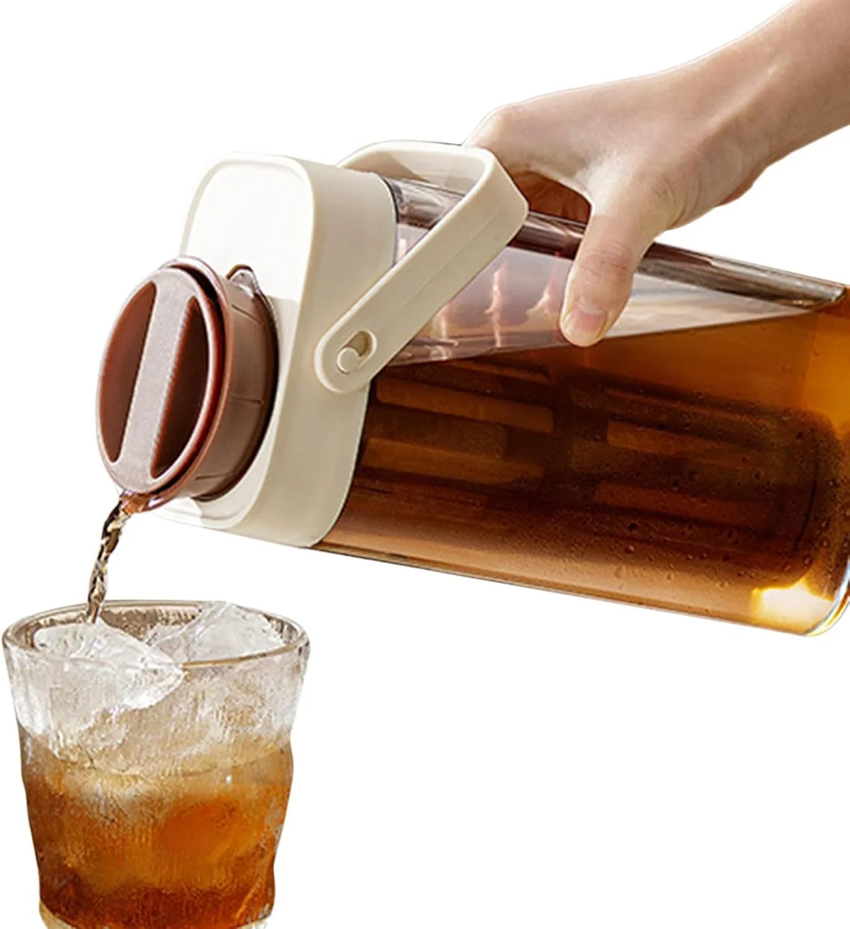 Iced Tea Pitcher, Tea Beverage Container, Leak Proof Dispenser with Transparent and Large Capacity Design for Outdoor Picnics, Parties, or Barbecues, 1 Piece