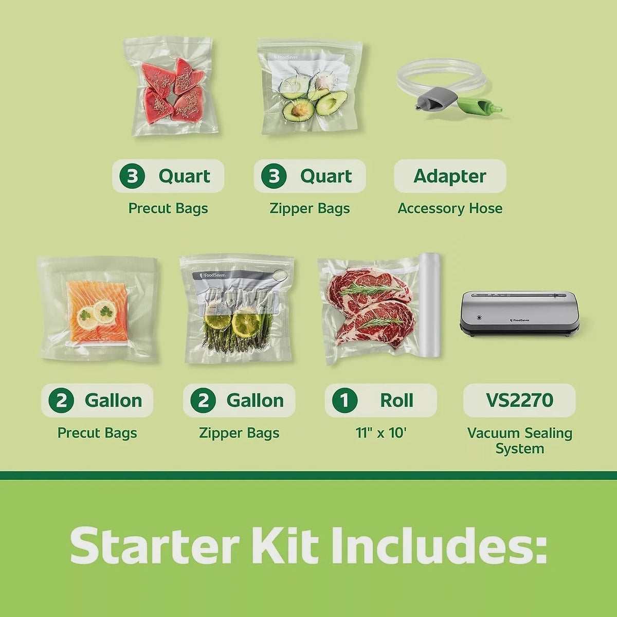 2195546 Preserve Vacuum Sealer, Special 14-Piece Starter Kit with Vacuum Seal Roll and Bags