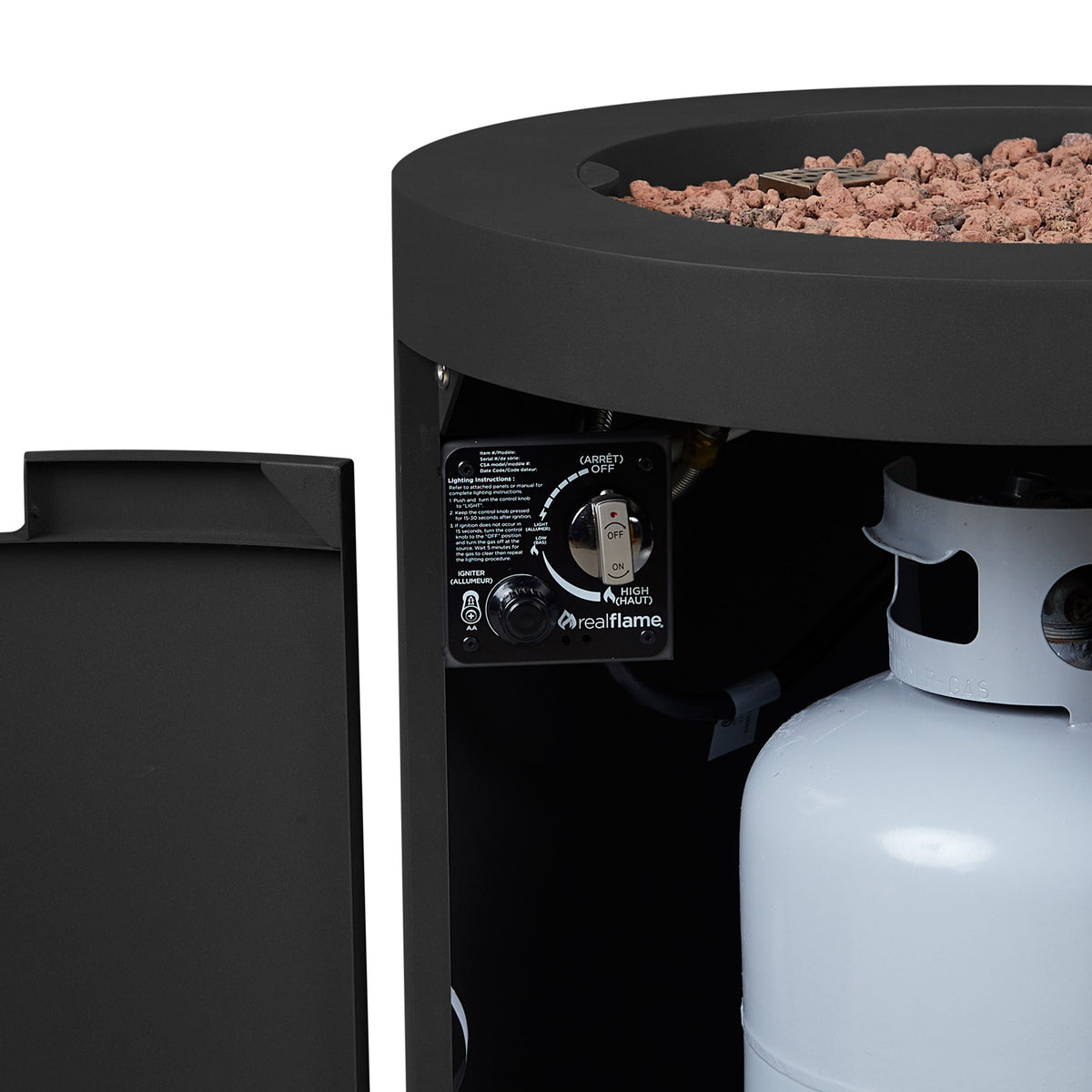 Aegean Steel Propane Fire Pit Hidden Tank in Black, 24-in