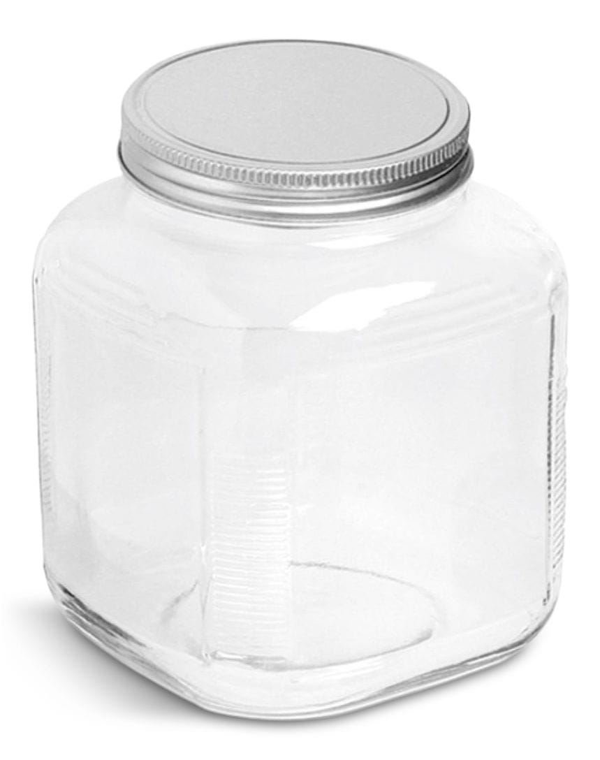 Cracker Jar, with Silver Lid, 1-Gal, Clear & Durable Glass