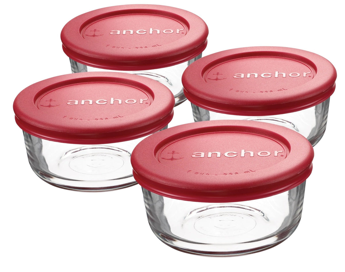 Glass Round Storage Containers with Lids, 4 Count