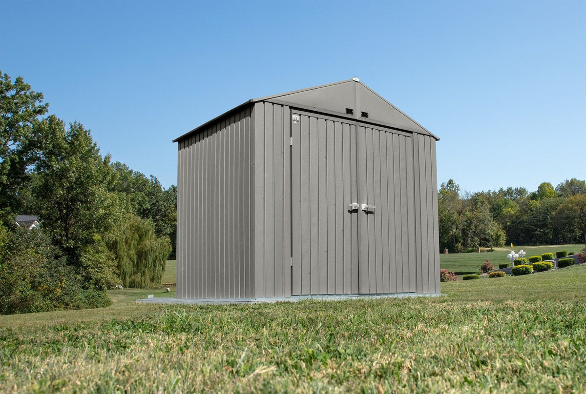 Arrow Elite Steel Storage Shed with Pent Roof, Cool Grey, 8-ft x 6-ft