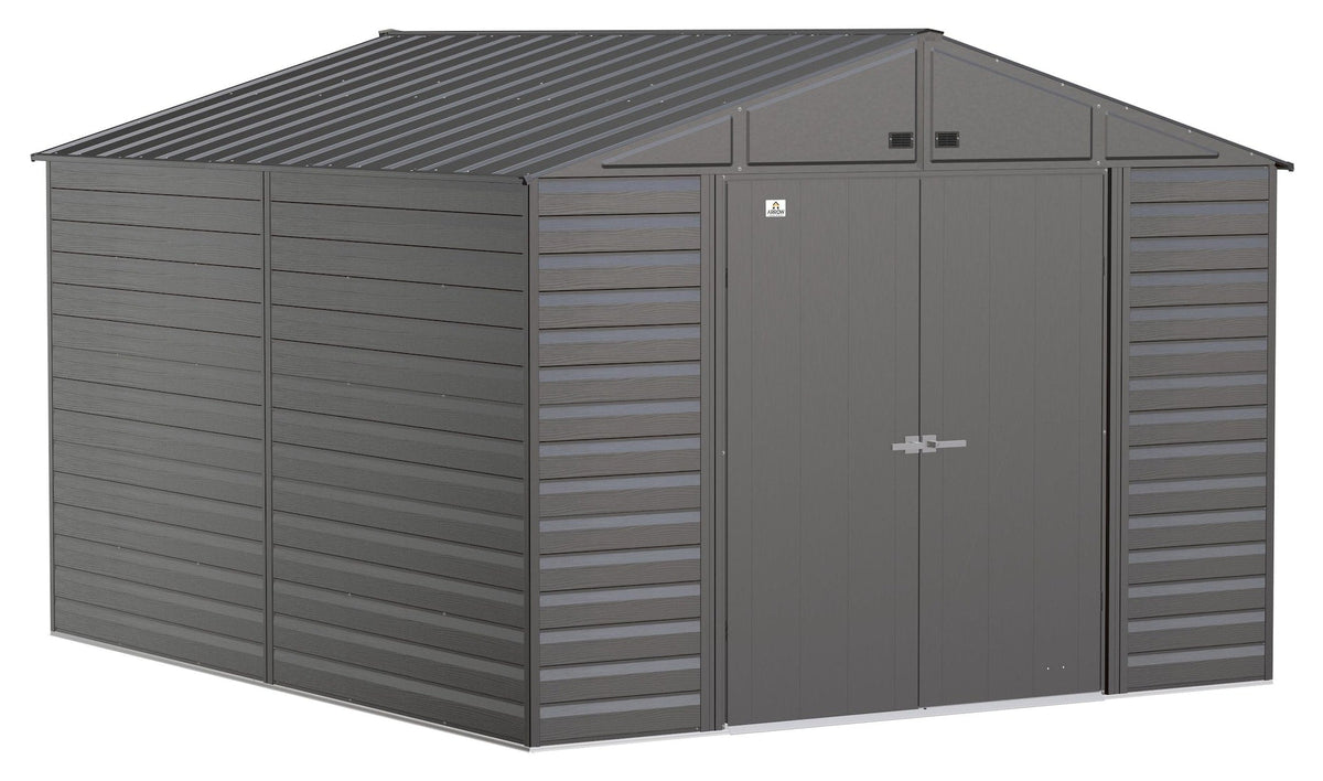 Arrow Select Galvanized Steel Storage Shed, Charcoal, 10-ft x 12-ft