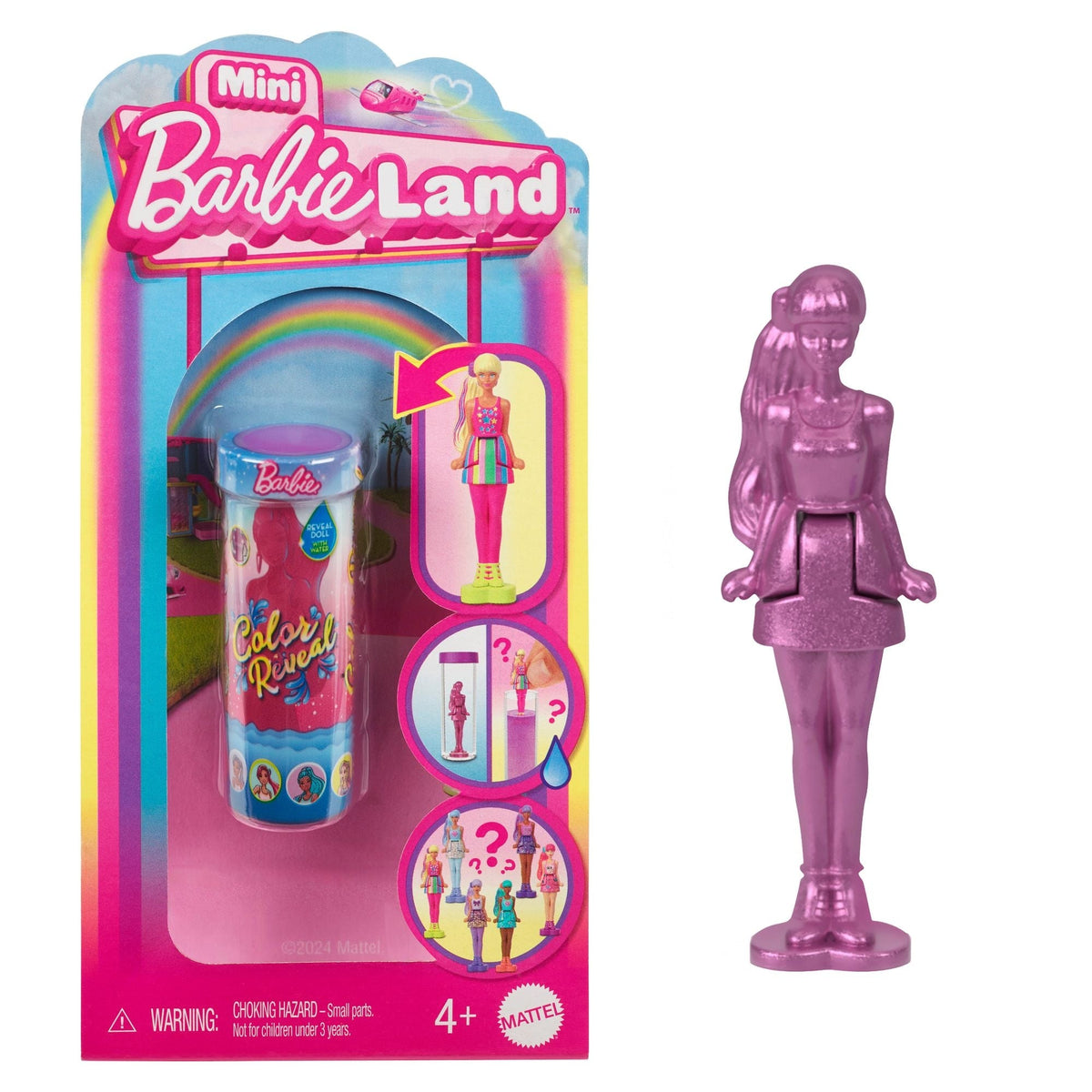 Mini BarbieLand Colour Reveal Doll with Surprise Water Reveal, Colour-Change Transformation Toy for Kids, Ages 4+, Assorted