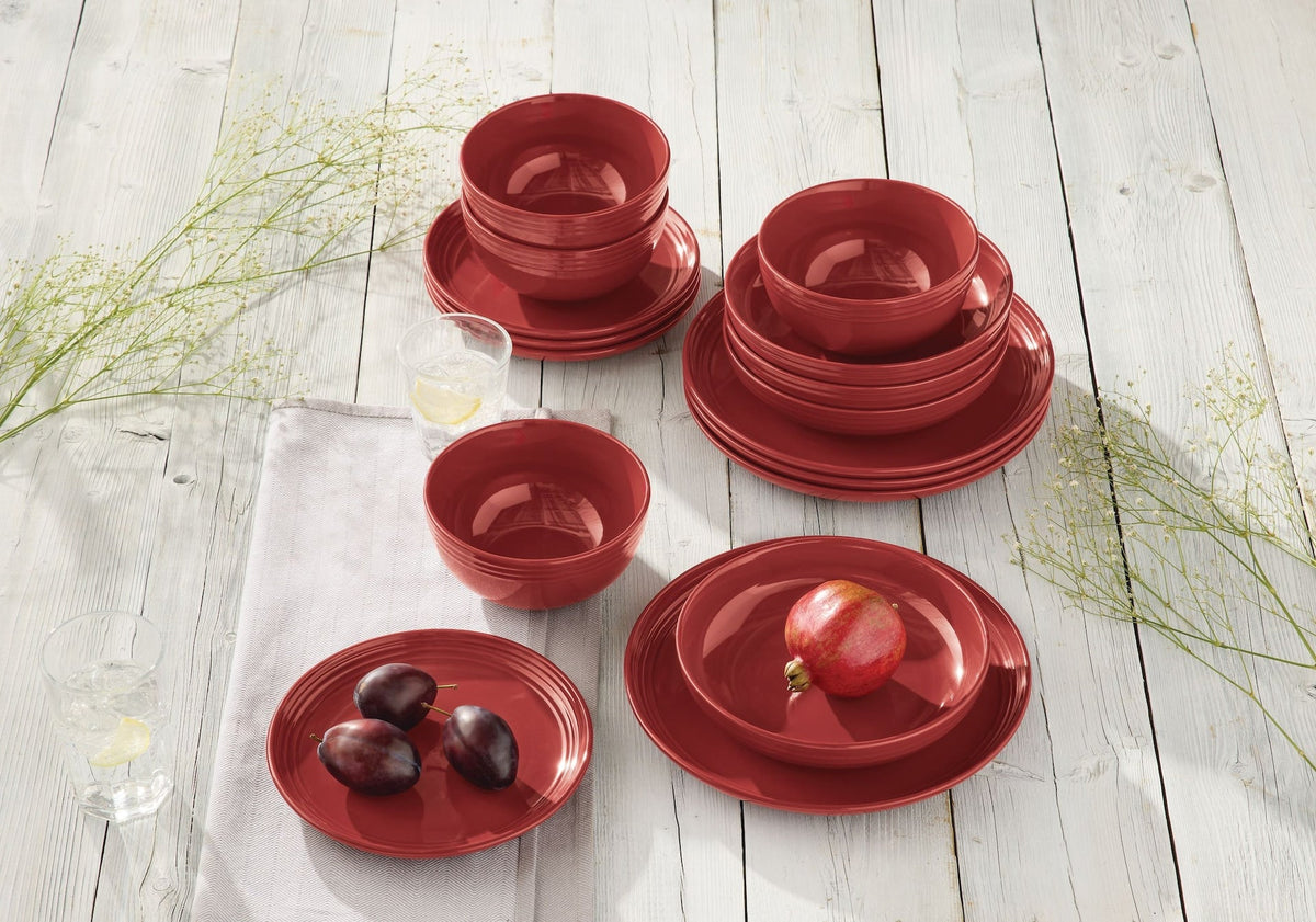 CANVAS Edenhill Farmhouse Bistro Stoneware Dinnerware Set, Serves 4, 16-pc, Red