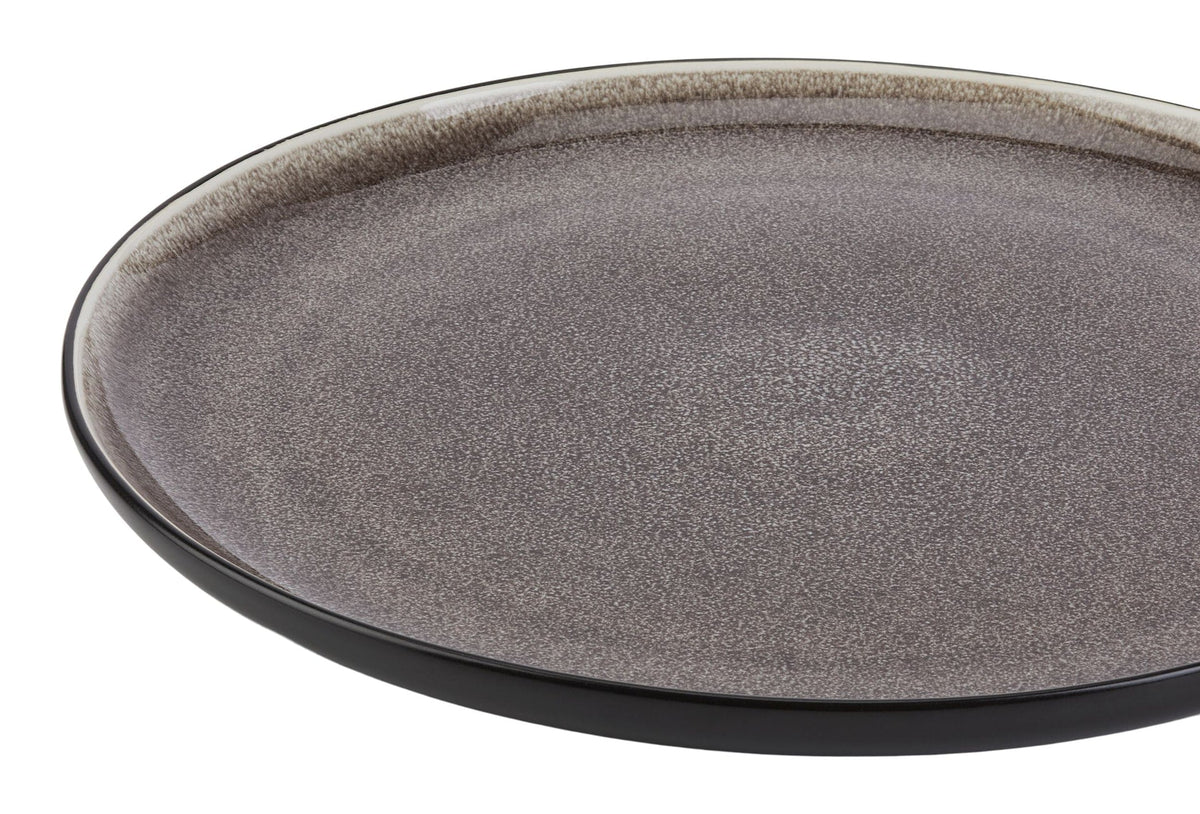 CANVAS Kenway Stoneware Dinnerware Set, Serves 4, 16-pc, Matte Black & Taupe Reactive Glaze