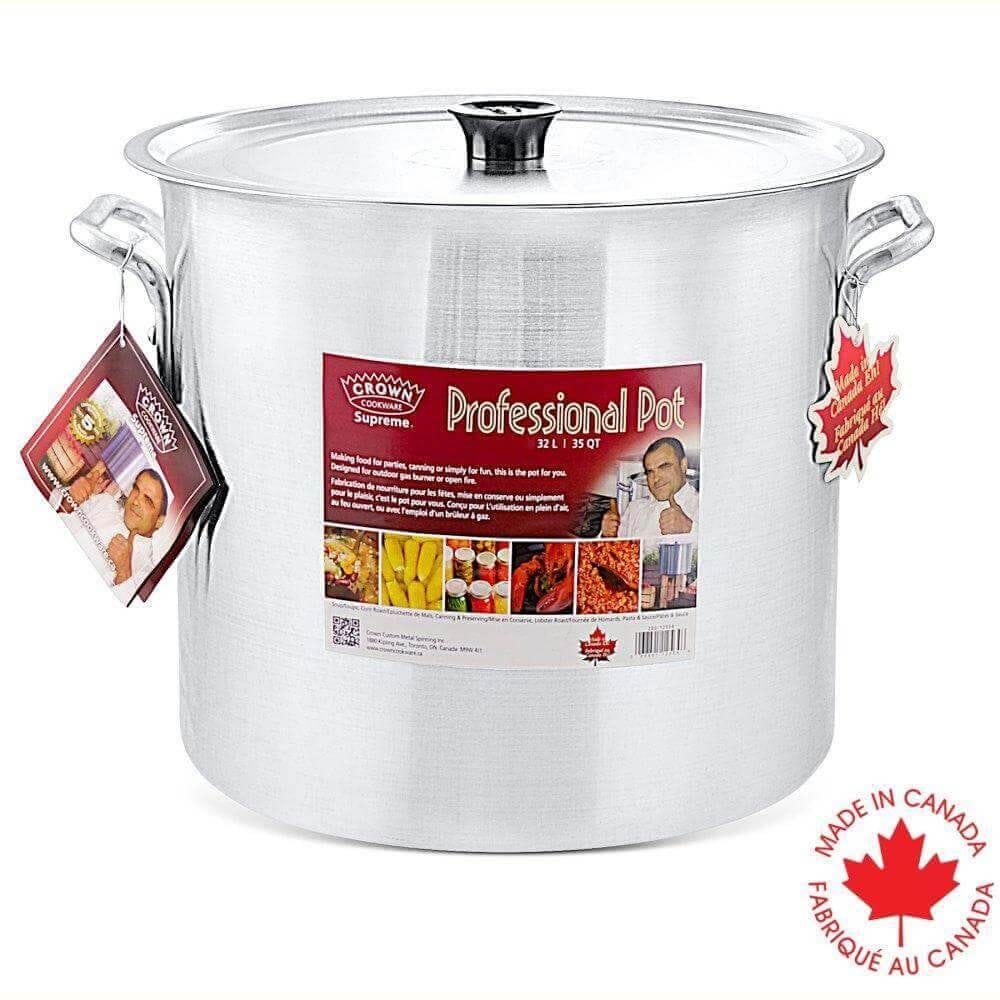 Heavy Duty Industrial Aluminum Stockpot with Handles, 32-L