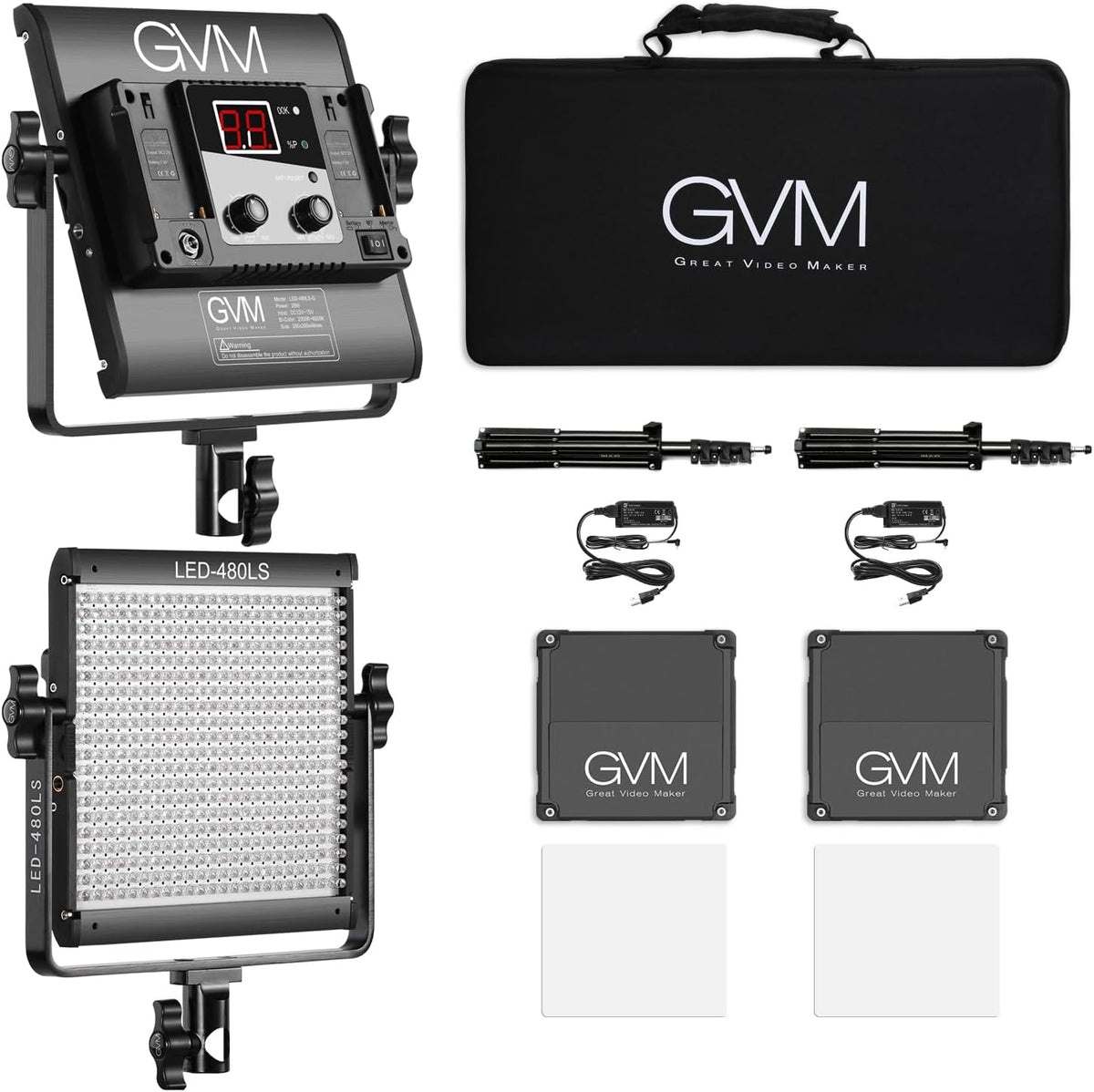 2 Pack LED Video Lighting Kits with APP Control, Bi-Color Variable 2300K~6800K with Digital Display Brightness of 10~100% for Video Photography, CRI97 TLCI97 Led Video Light Panel Barndoor