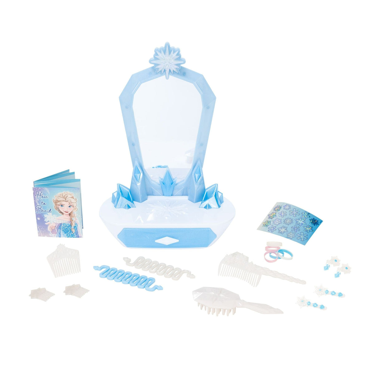 Frozen Elsa's Icy Magic Vanity Tabletop Playset with Sounds & Hair Accessories, Kids Ages 3+