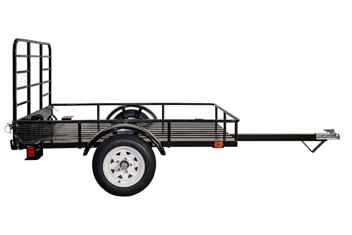 by Marlon 4x6-ft Single-Axle Black Open Rail Utility Trailer with Ramp Gate, 1314-lb Capacity