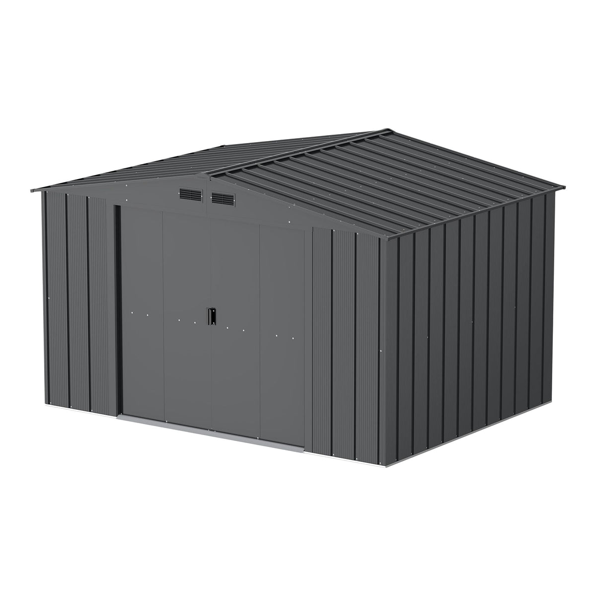Metal Outdoor Storage Shed with Steel Frame, Dark Grey, 10-1/2-ft x 8-ft