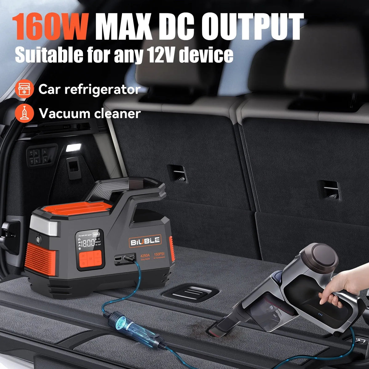 Car Jump Starter with Air Compressor, 4500A Peak 26800mAh 12V Auto with 150PSI Tire Inflator(up to All Gas or 10.0L Diesel Engine)