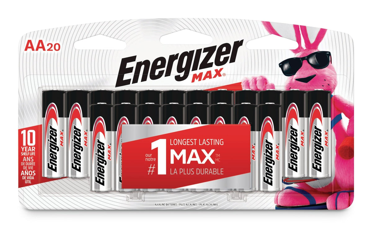 Max 20-pk AA Alkaline Batteries, Long Lasting, All Purpose