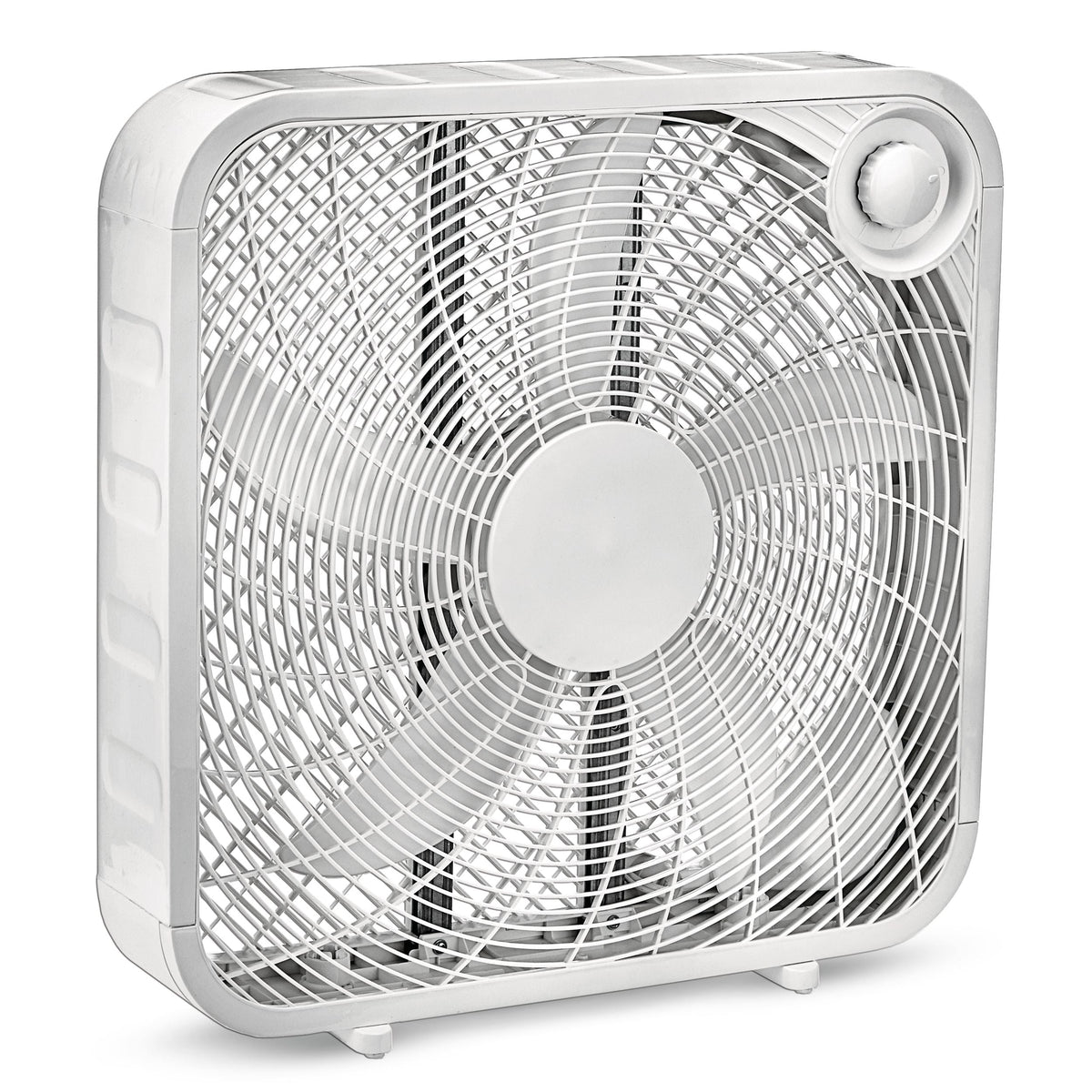 Plastic 5-Blade Portable Box/Floor Fan, 2-Speed, White, 20-in