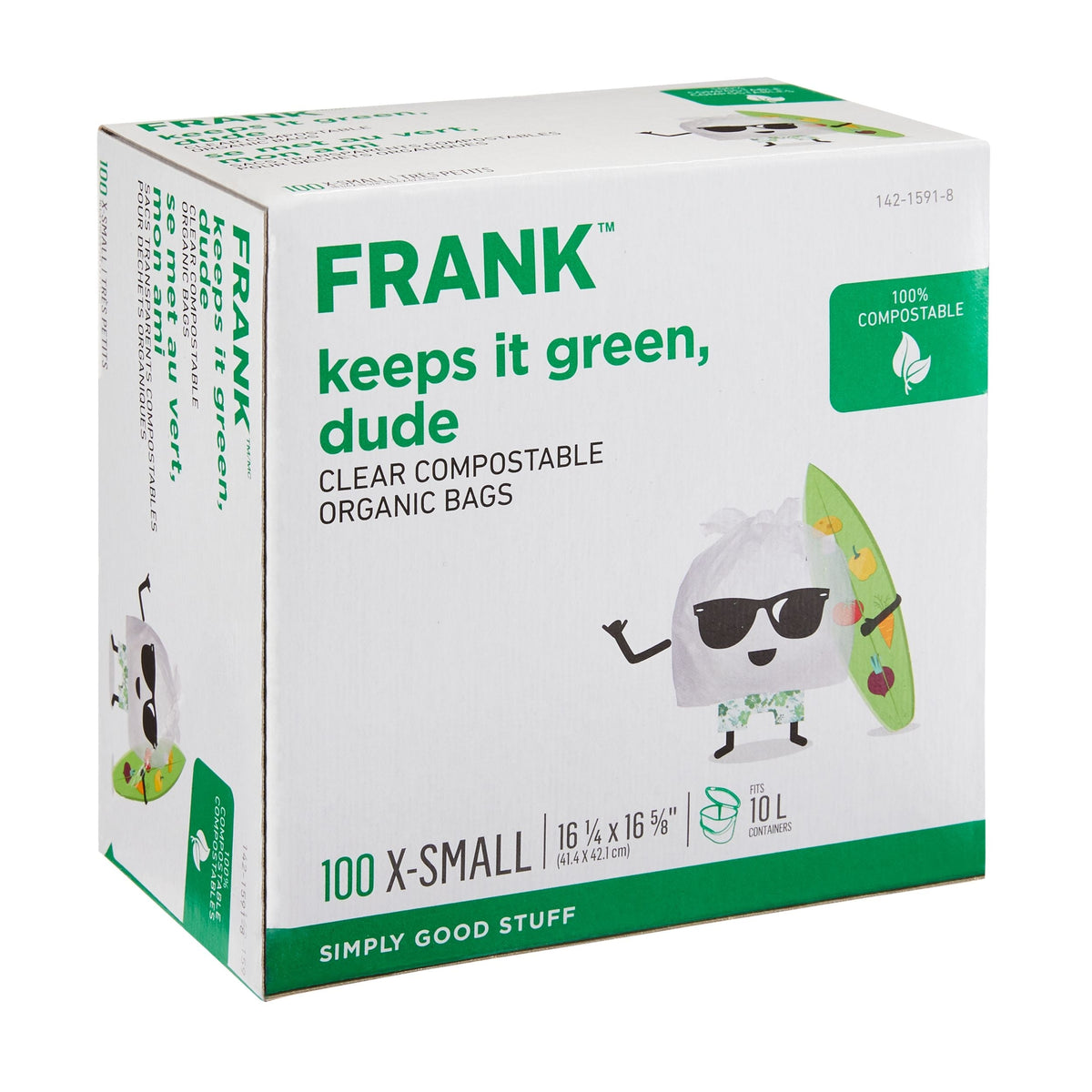 FRANK Extra-Small Organic Compostable Food Waste Bags, 100-pk, Clear, 10-L