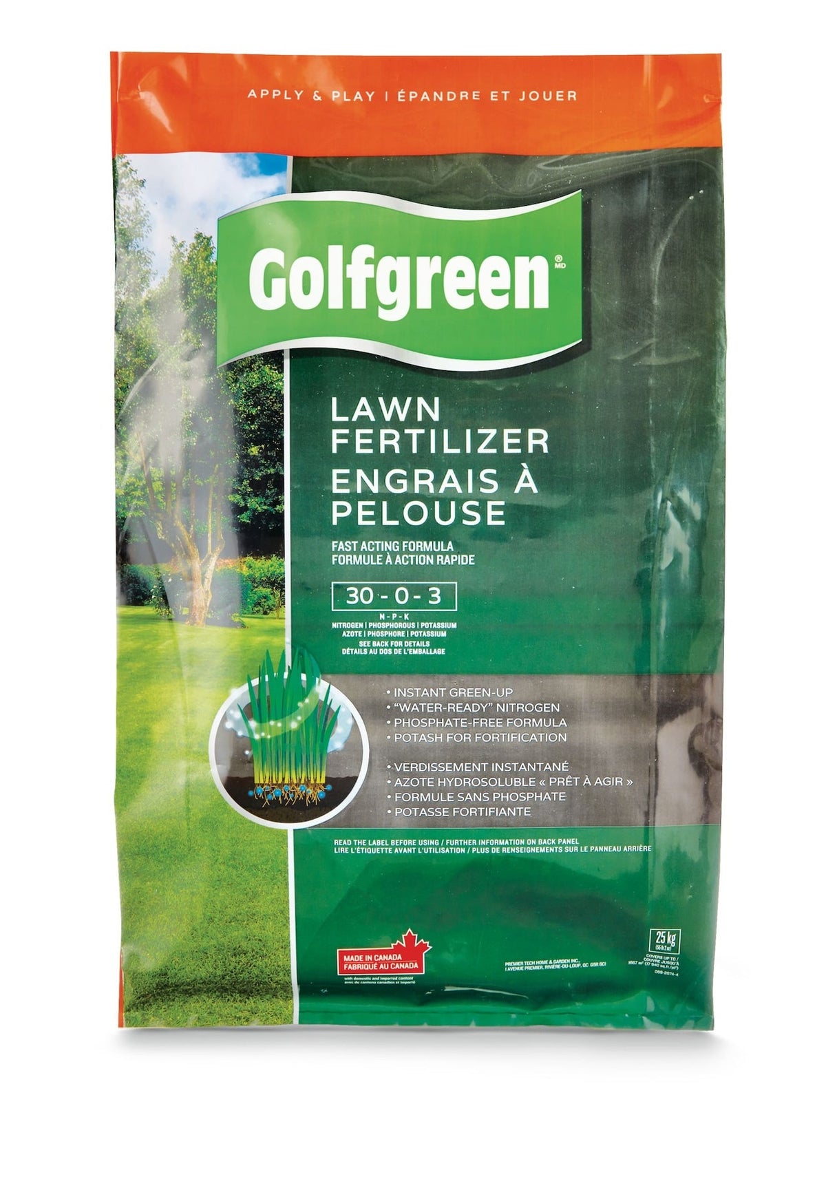 Lawn Fertilizer, 30-0-3, 25-kg