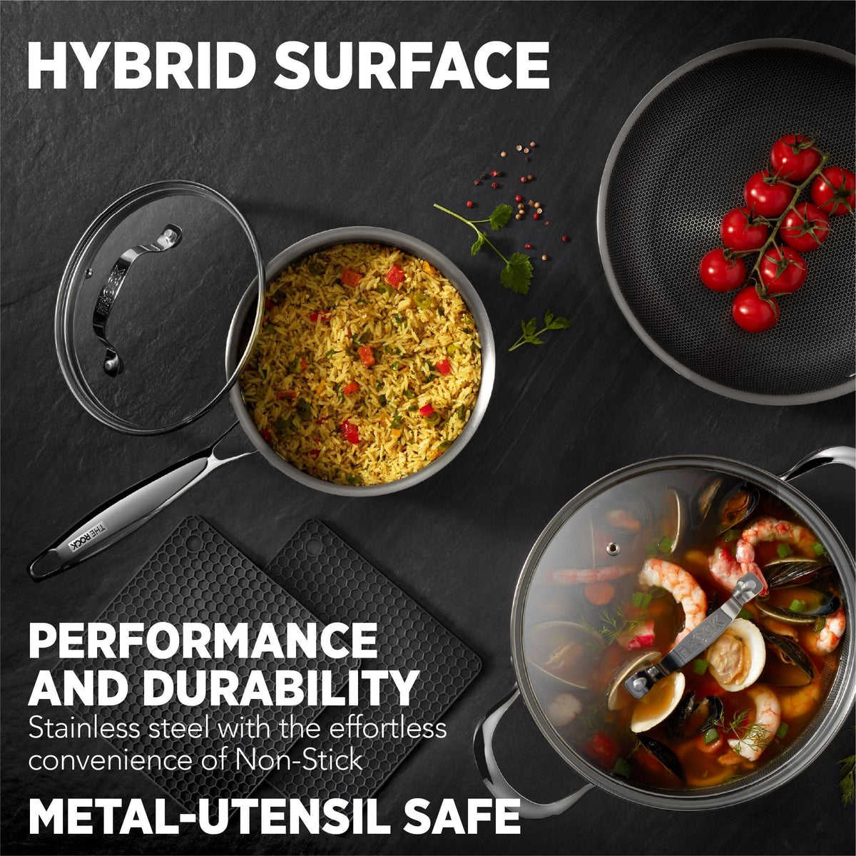 Heritage The Rock Hybrid Clad Ceramic Cookset, 7-pc