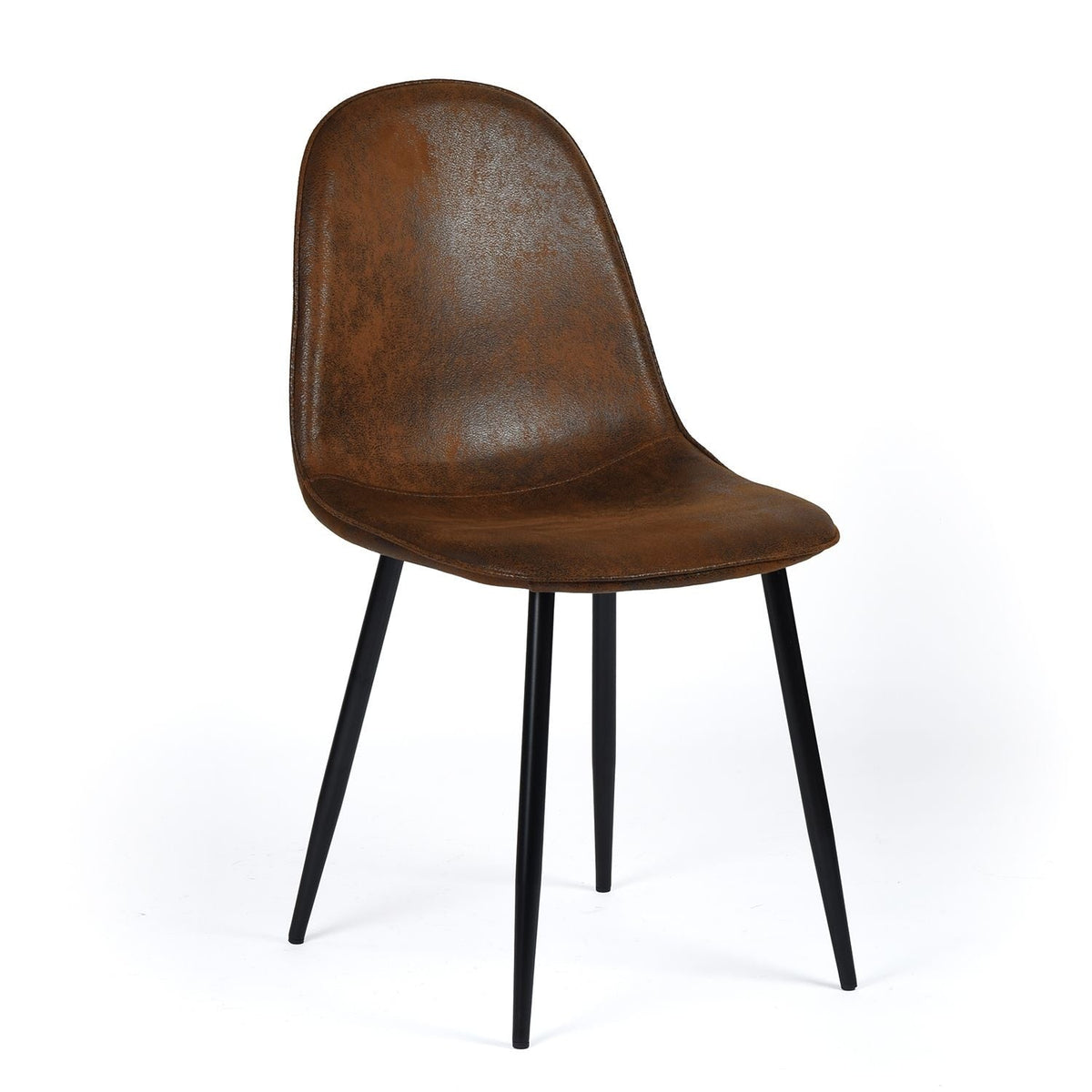 Mid-Century Dining Chairs, Brown Suede, 4-pk
