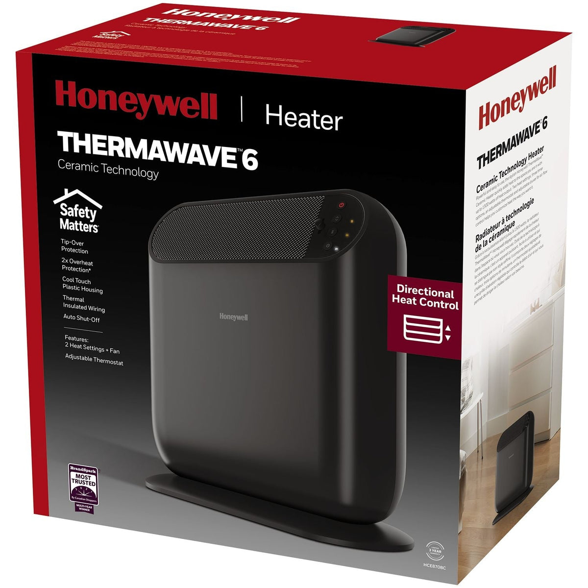 ThermaWave 6 Ceramic Space Heater, 1500W, Black