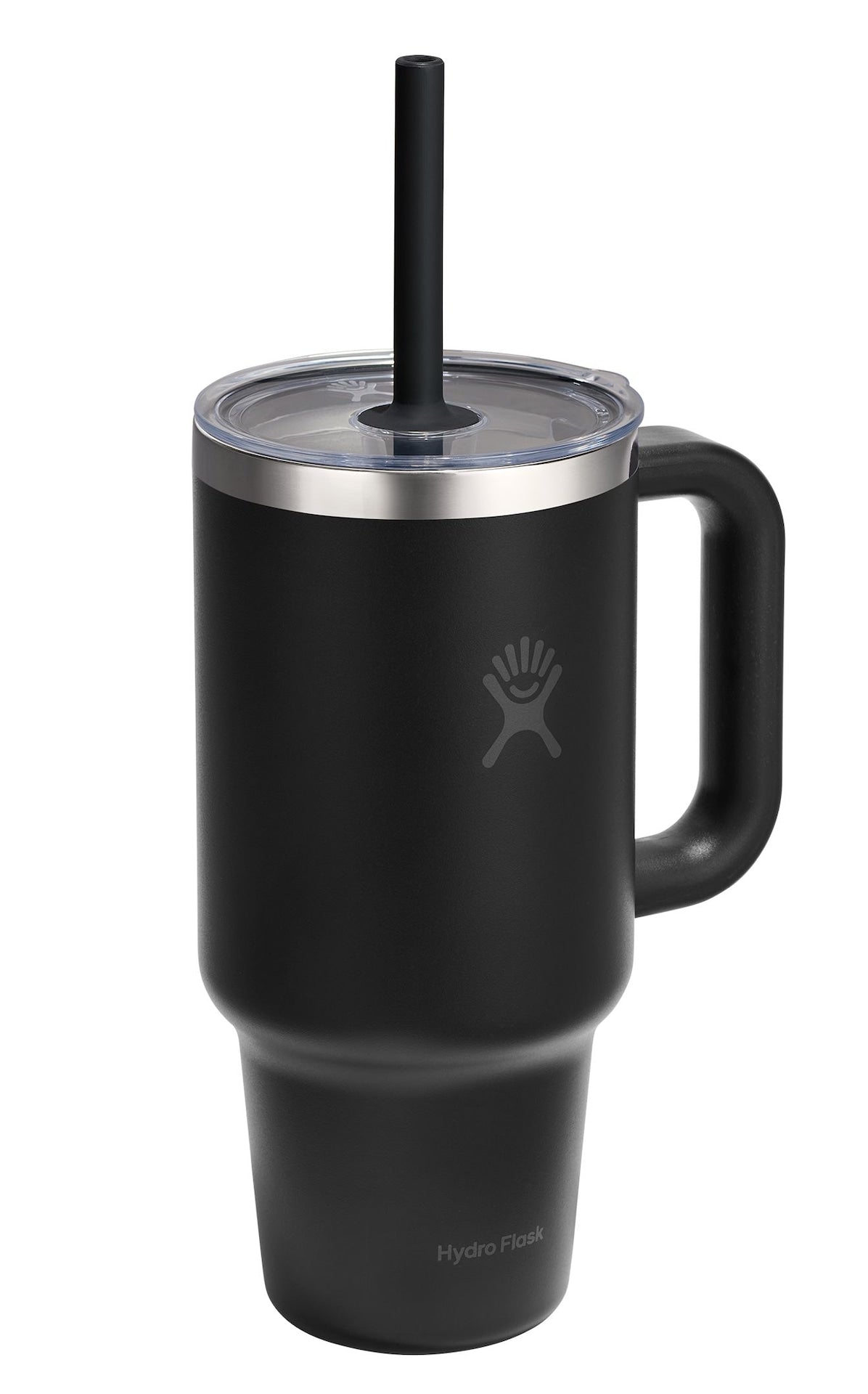 Stainless Steel Insulated Travel Tumbler Cup with Clear Straw Lid & Handle, Various Colours, 32-oz