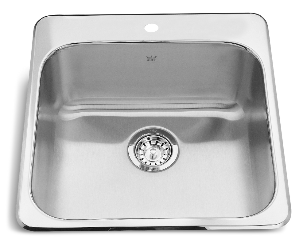 Drop In Single Bowl 1-Hole Kitchen Sink, 20-in x 20.5-in x 8-in, Stainless Steel
