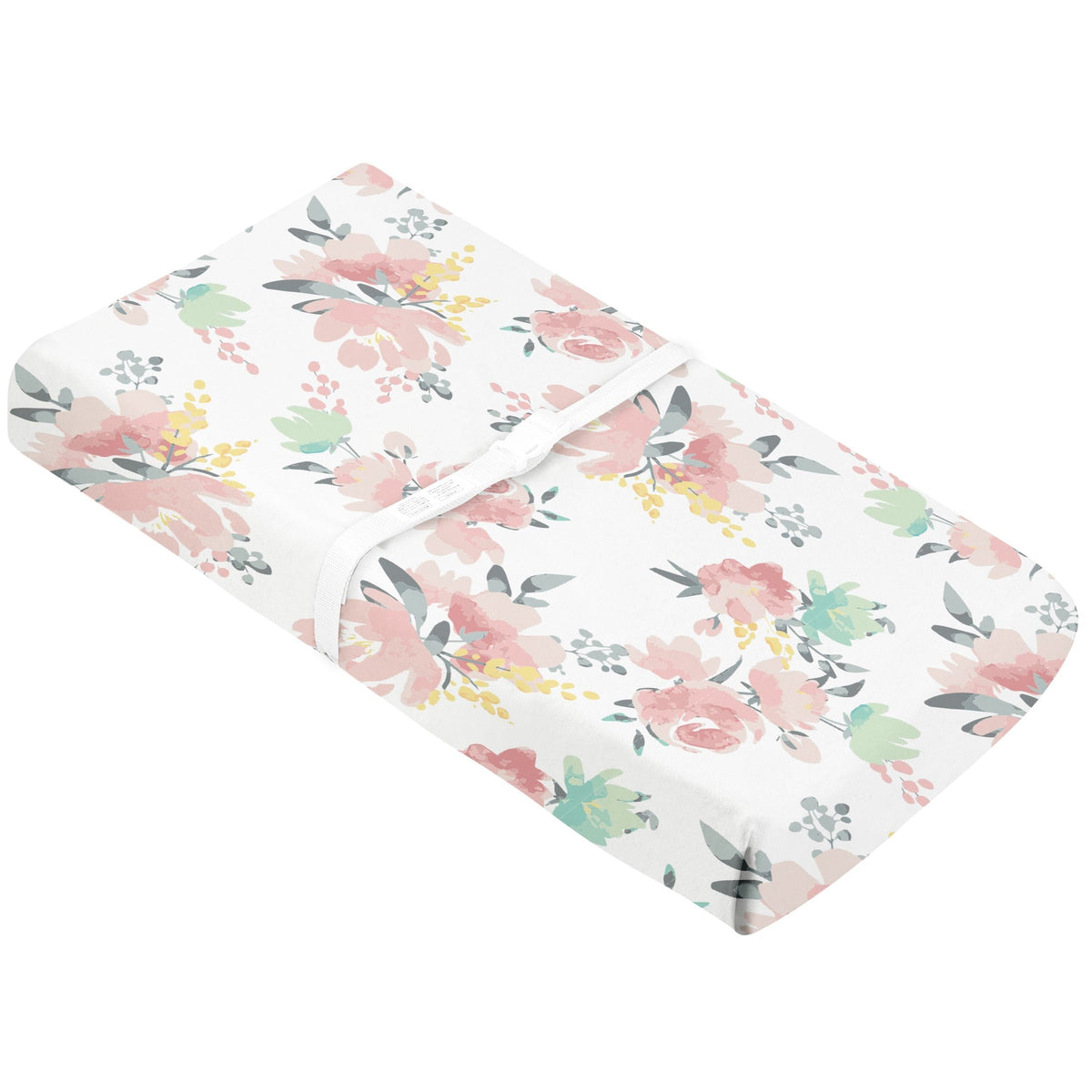 Percale Changing Pad Cover, Watercolour Blooms