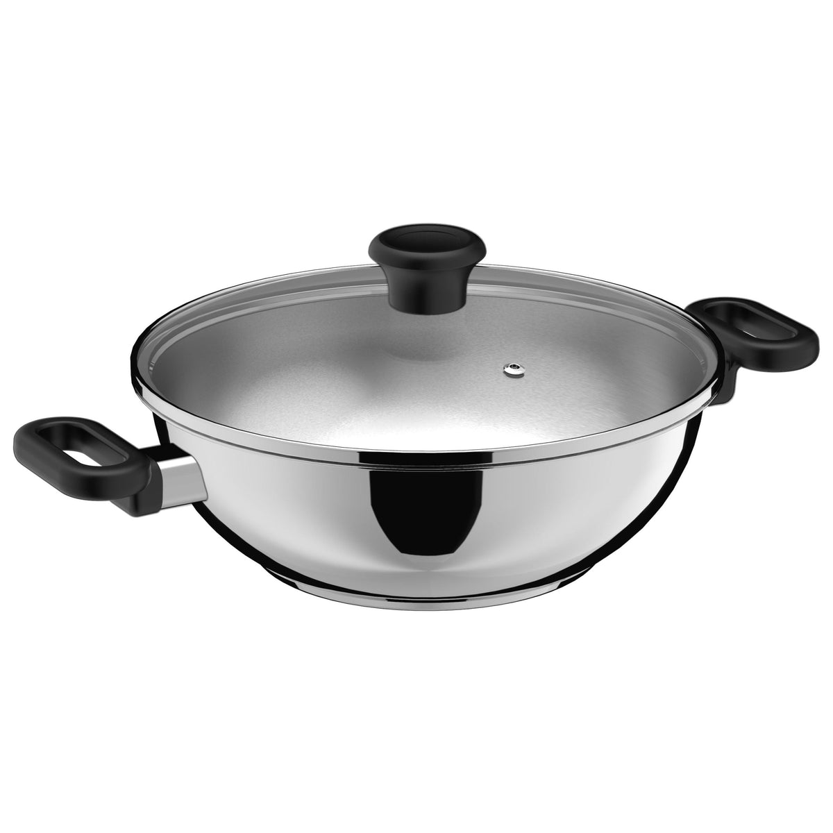 3.4qt Stainless Steel Karahi with lid 26cm 10.25in