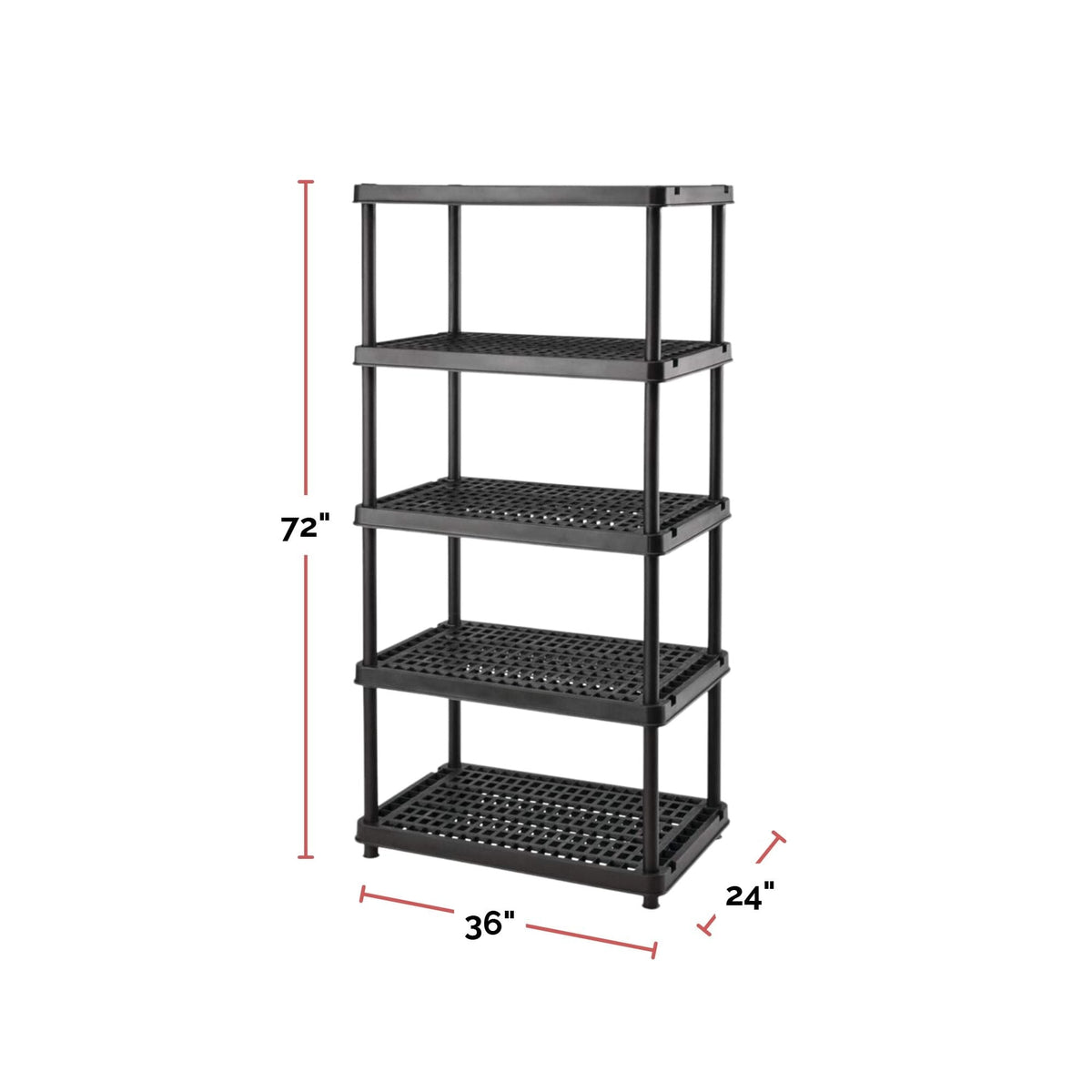 5-Shelf Resin/ Plastic Storage Rack/ Shelving Unit, 36 x 24 x 72-in