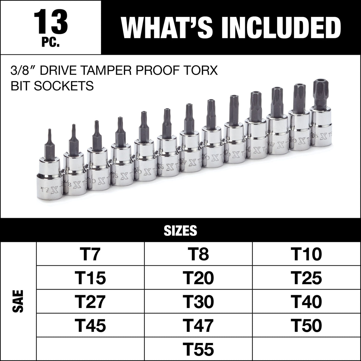 MAXIMUM 3/8-in Drive Tamper Proof Star-drive Bit Socket Set, Heat-Treated, 13-pc