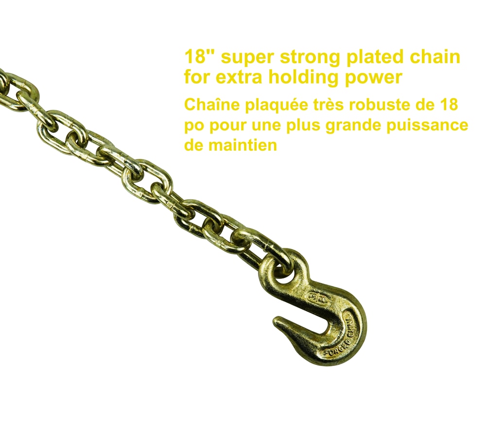 10,000-lb Commercial Ratchet Tie Down Strap, with 18-in Chain, 2-in x 27-ft