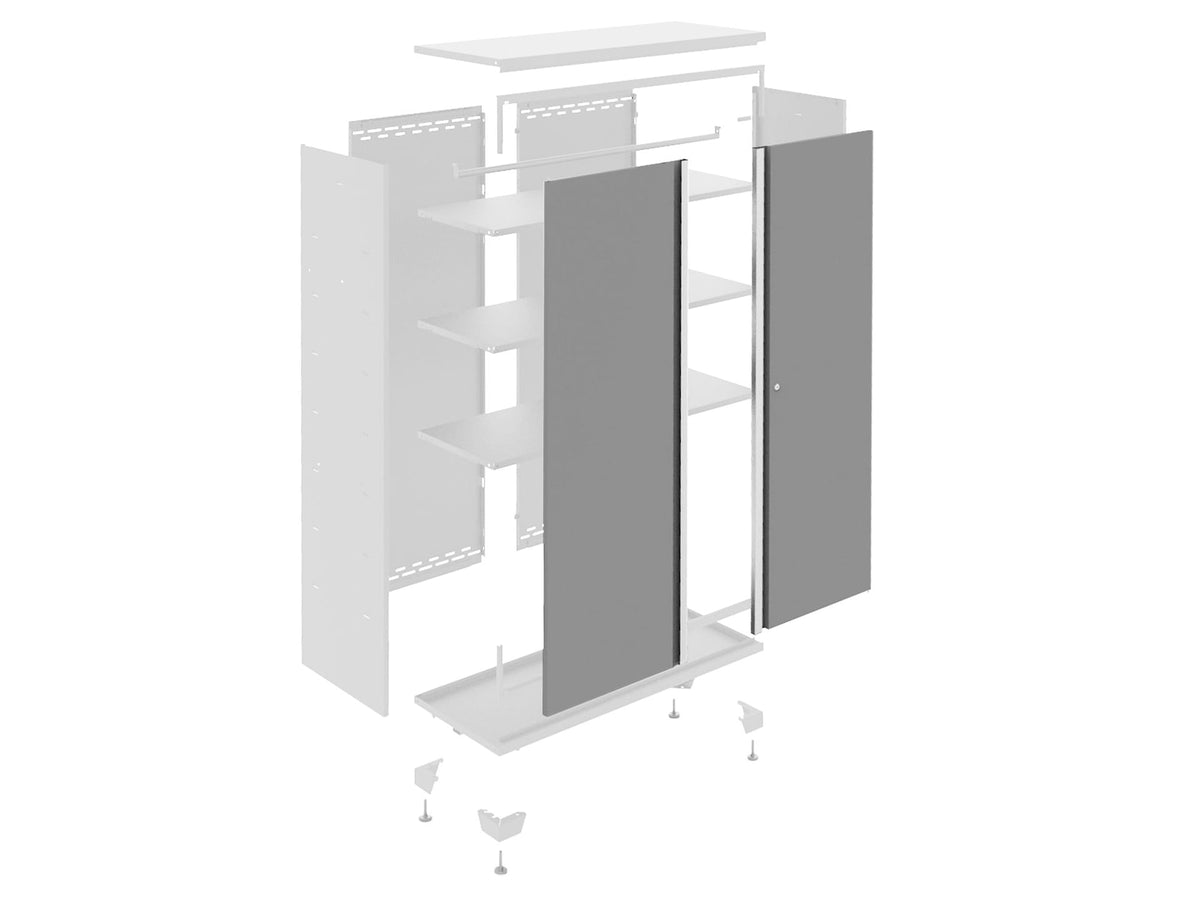 Bold Series Lockable 24-Gauge Steel RTA Storage Locker with 3 Shelves, Platinum/White, 36-in