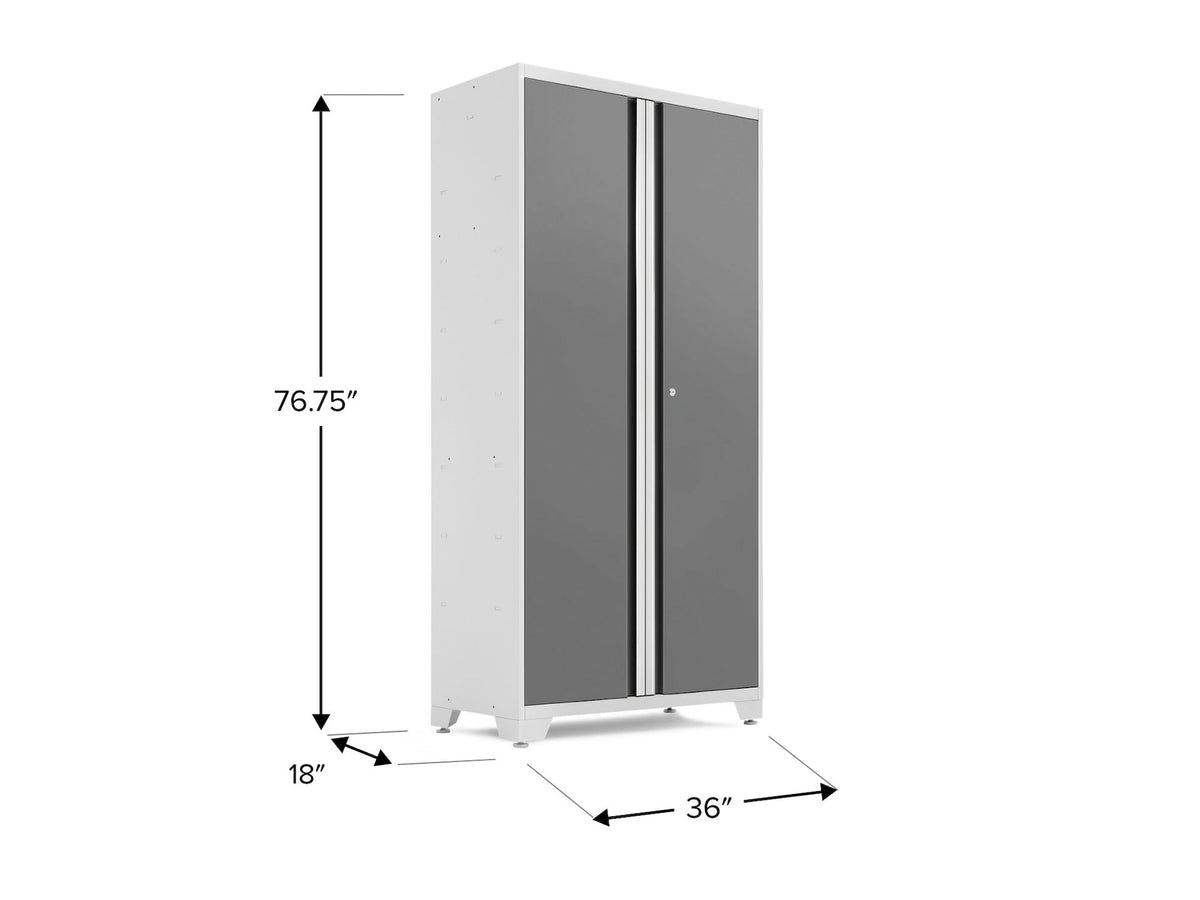 Bold Series Lockable 24-Gauge Steel RTA Storage Locker with 3 Shelves, Platinum/White, 36-in