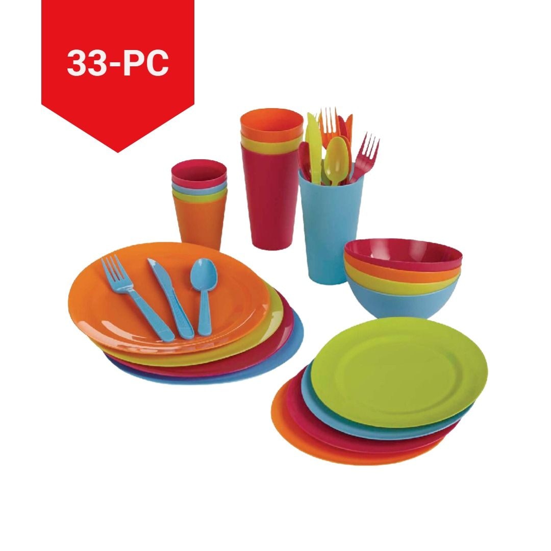 Outbound Acrylic Colourful Dinner Set, 33-pc