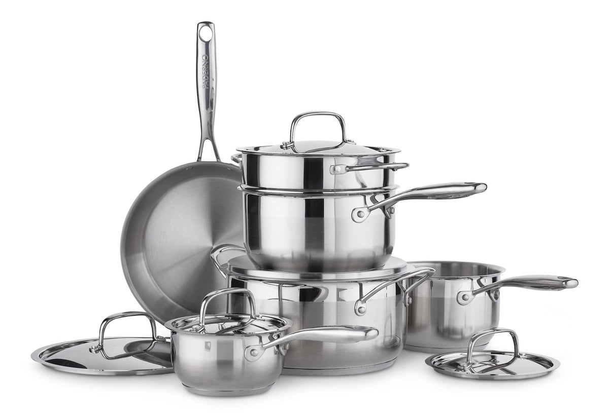 Canadian Classic Stainless Steel Cookware Set, Dishwasher & Oven Safe, 11-pc