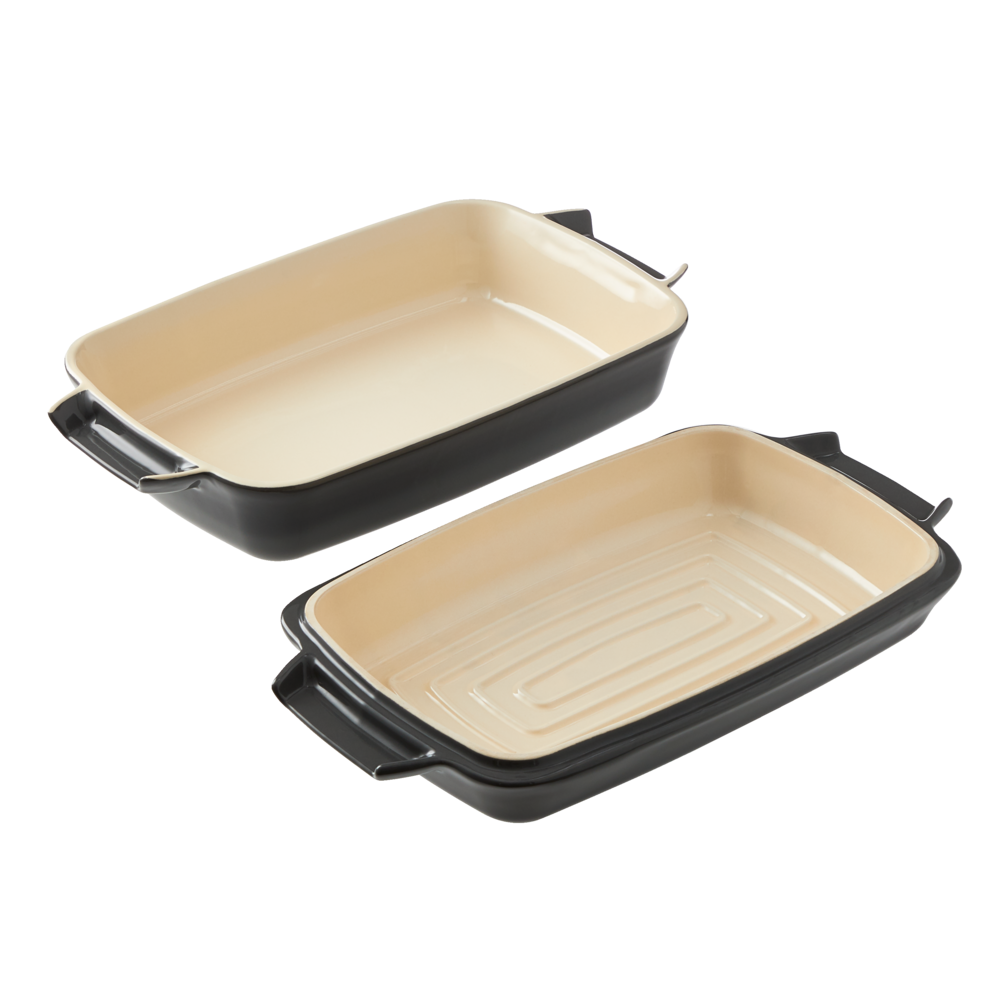 Ceramic Roaster Set, Grey, 15 x 8.5-in, 2-pk