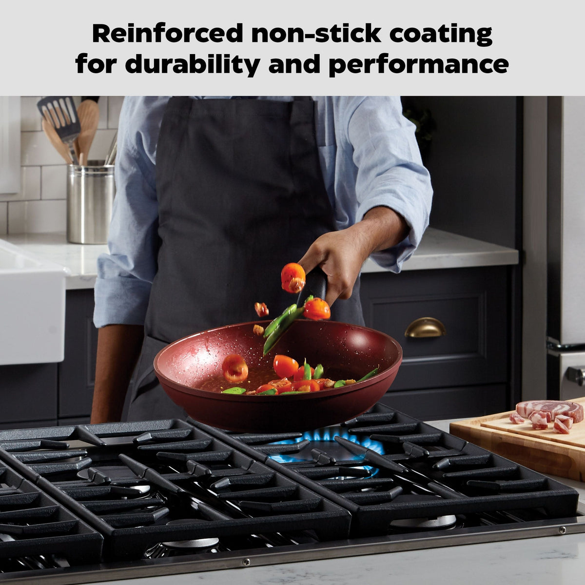 Classic Cookware Set, Non-Stick, Maroon, 11-pc