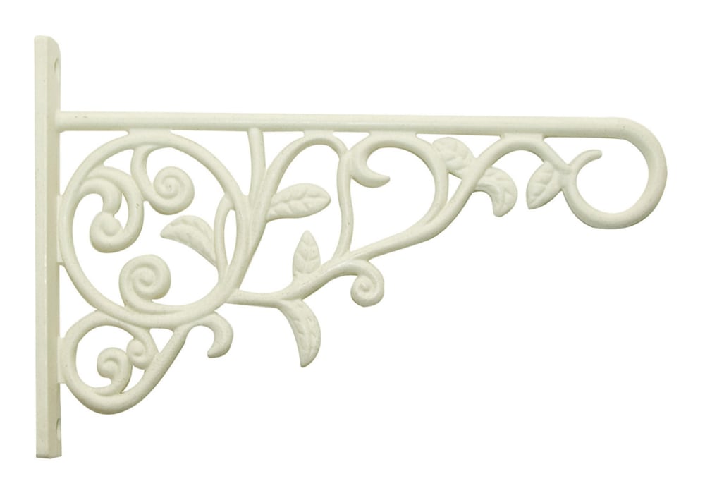 Decorative Wall Steel Plant Scroll Hook/Bracket For Hanging Basket Planters, White