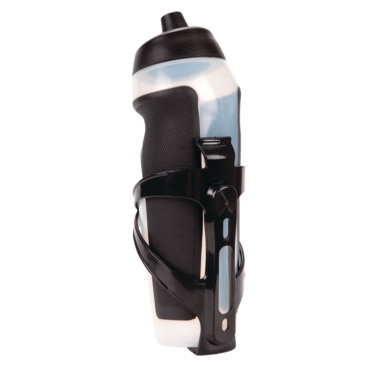 Easy-Squeeze Bike Water Bottle withCage/Holder, Transculent, 20.2-oz