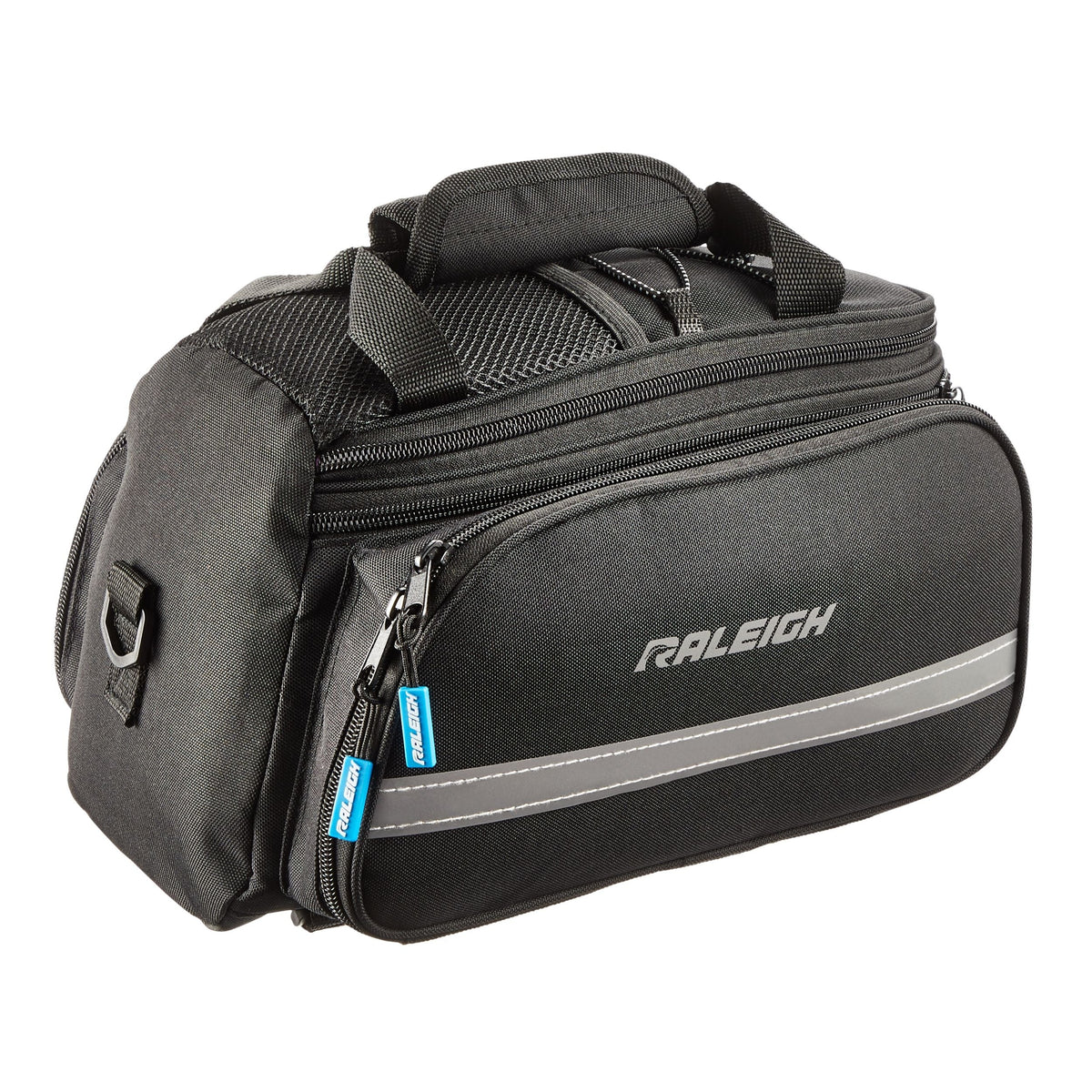 Expandable Rack Top Bike Bag withRemovable Carry Strap & Reflective Strip, Black