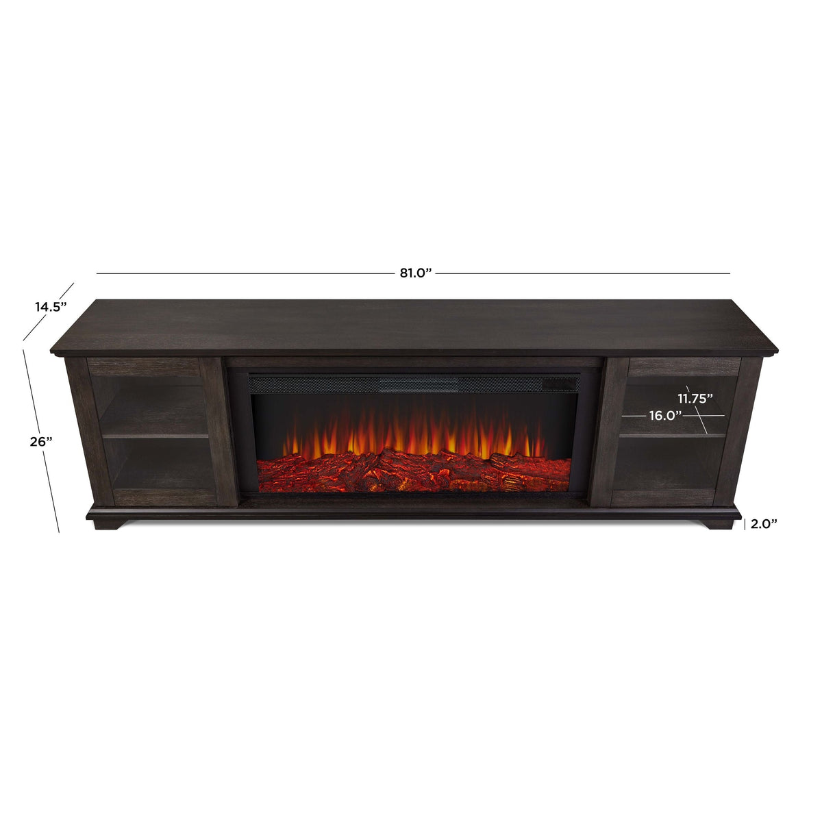 Benjamin Landscape Electric Fireplace TV Stand, 81-in, 1500W, Includes Remote Control, Weathered Wood