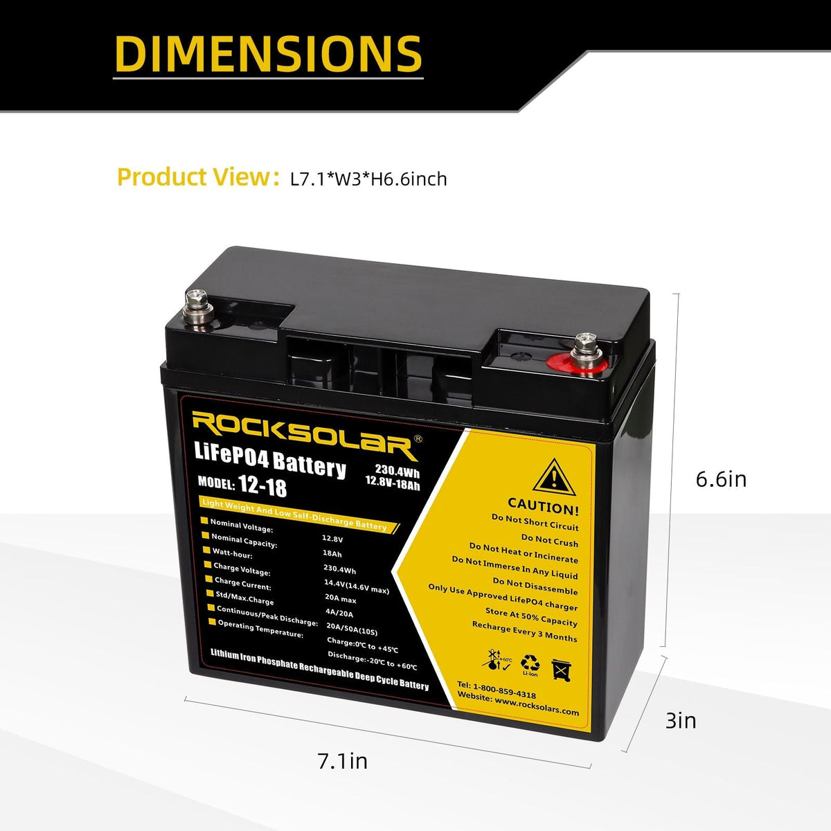 12V 18Ah Deep Cycle Lithium (LiFePO4) Battery