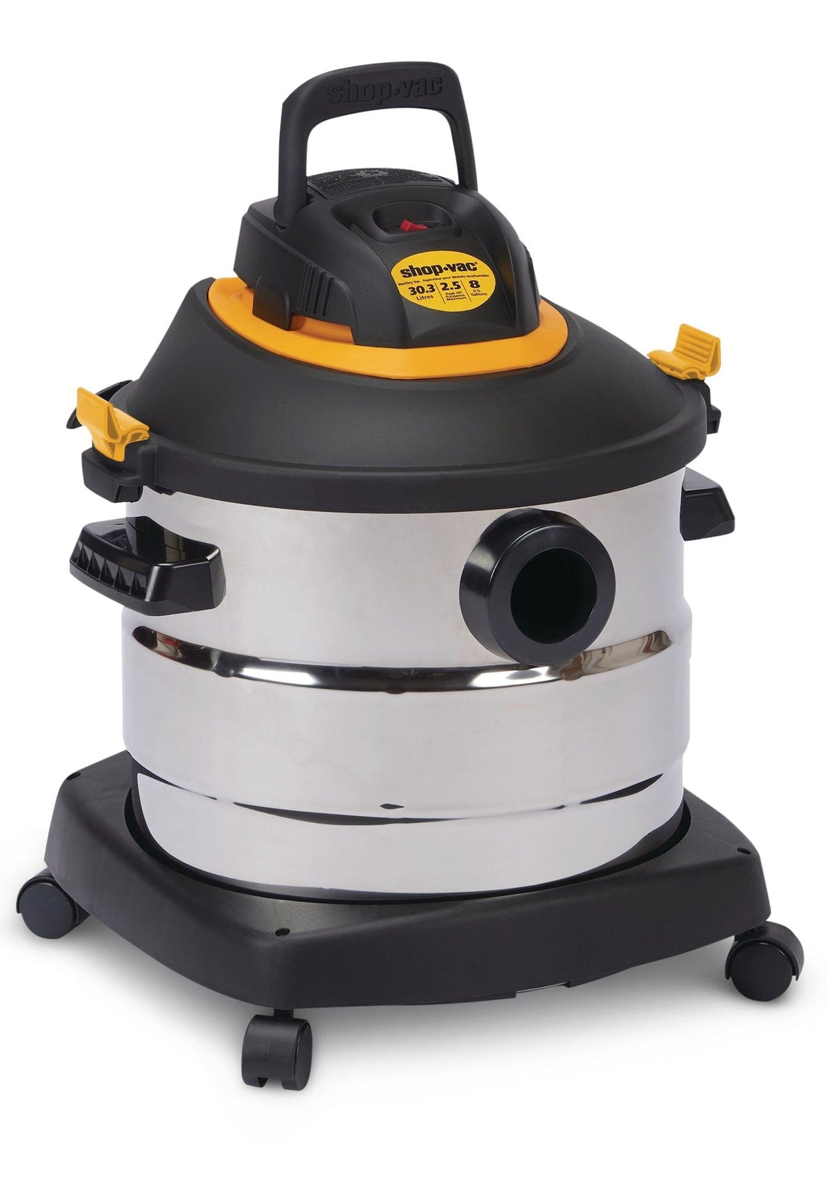 2031848 2.5 Peak HP Stainless Steel Wet/Dry Shop Vacuum with Hose and Accessories, 30-L