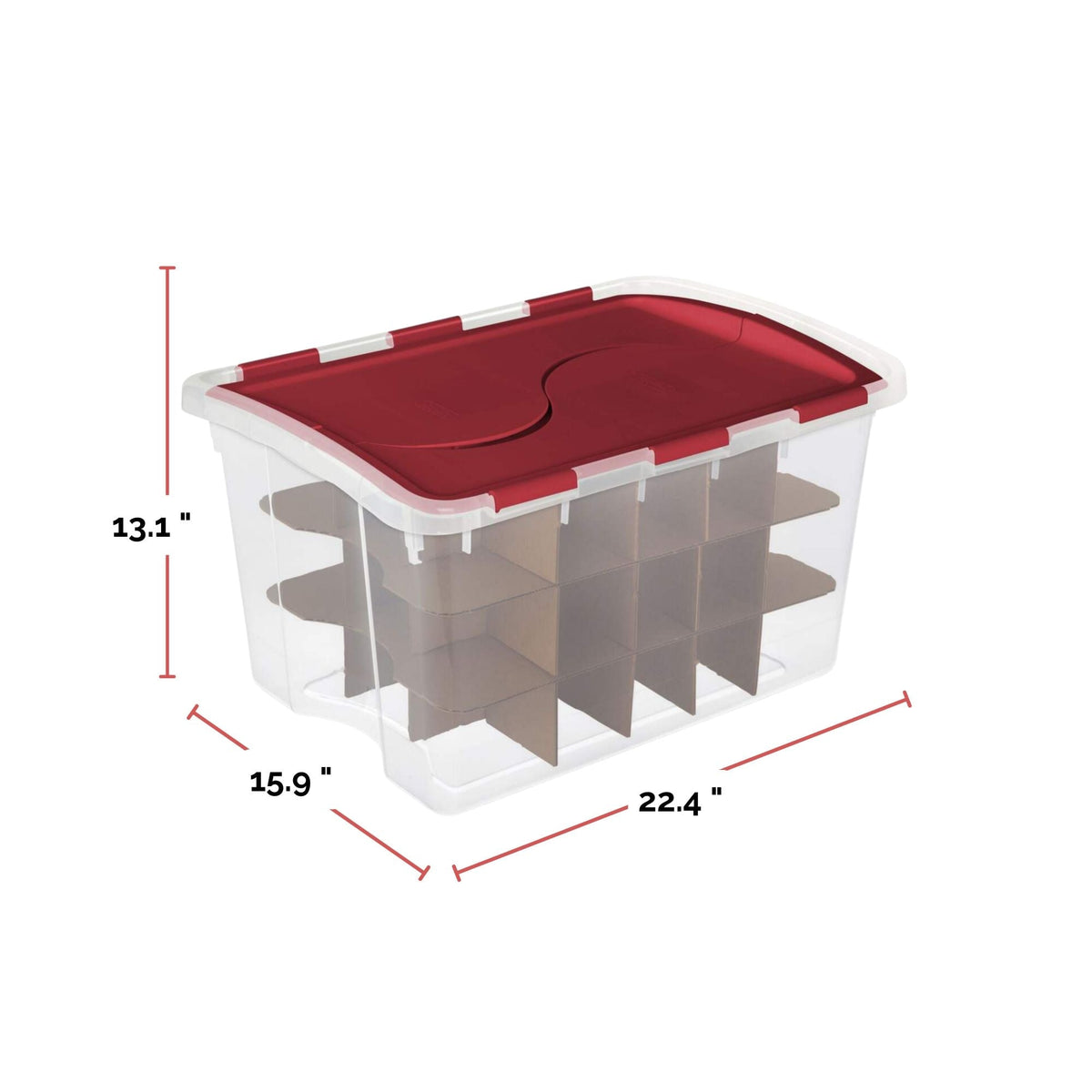 Transparent Ornament Storage Box with Flip-top Lid, 45-L